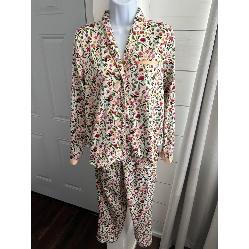 Anthropologie‎ Eloise Floral Pajama Set Womens Small Satin Sleepwear Lounge